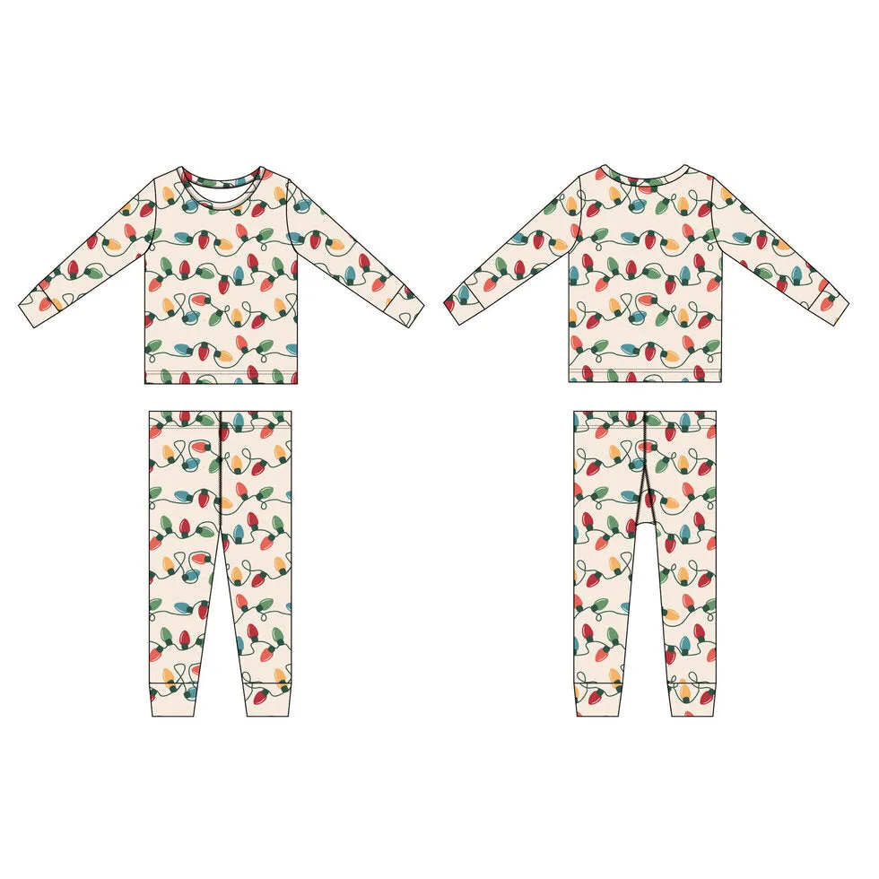 2 Piece Unisex Holiday Lights Pajamas