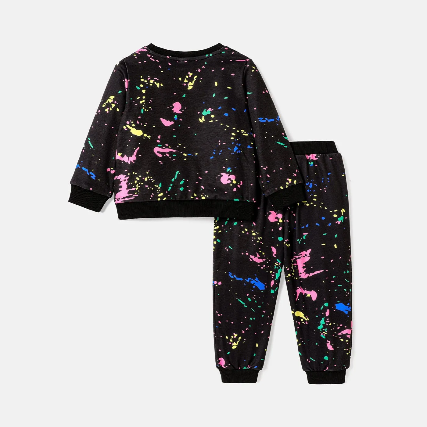 2pcs Toddler Boy Naia Letter Painting Print Sweatshirt and Elasticized Pants Set