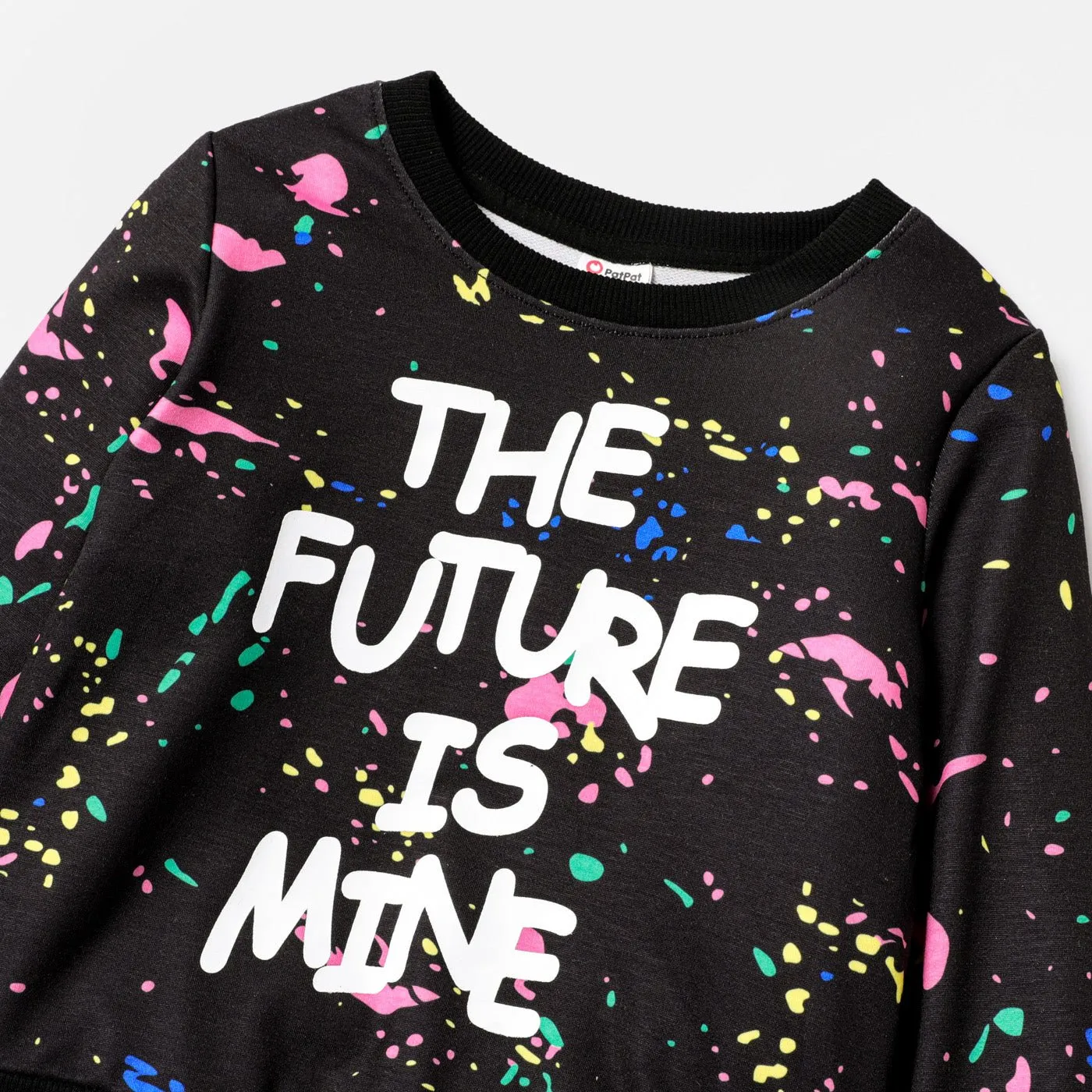 2pcs Toddler Boy Naia Letter Painting Print Sweatshirt and Elasticized Pants Set