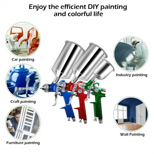3 HVLP Auto Paint Car Primer Air Spray Gun Kit