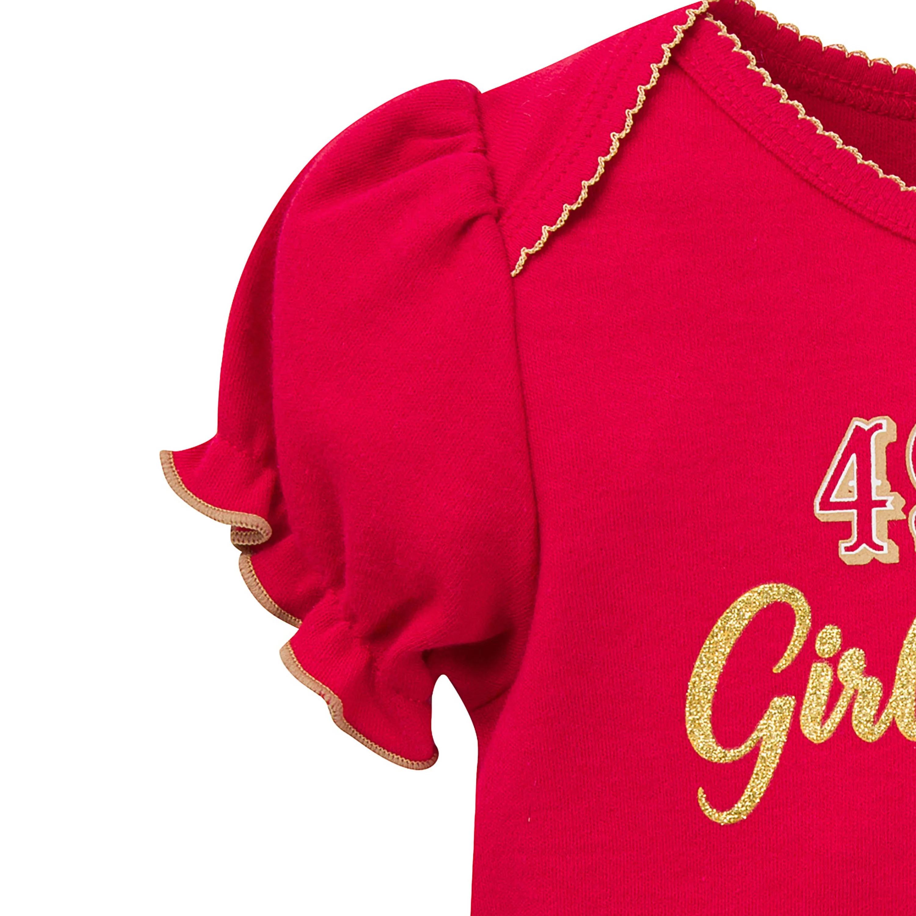 49ers Girls Shine 3 Pack Short Sleeved Bodysuit Set