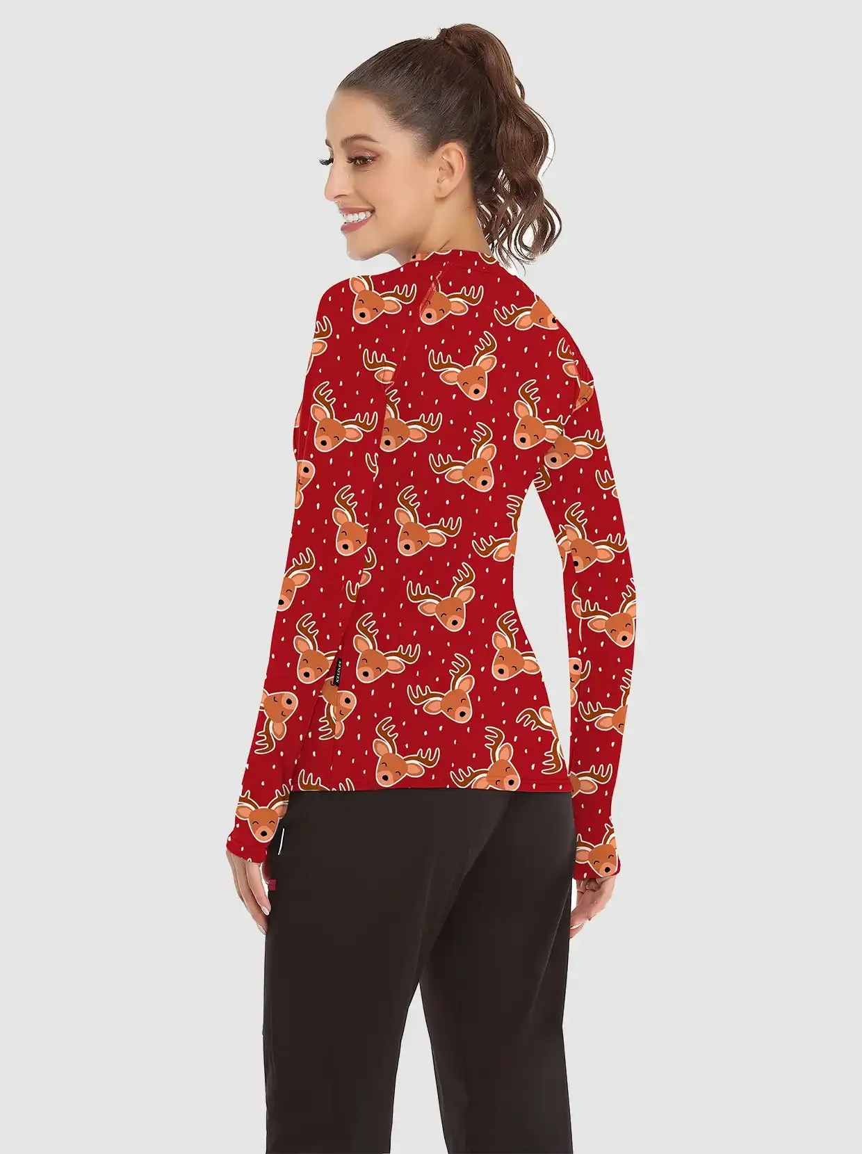 Christmas Yellow Elk Pattern Long-sleeve Tops