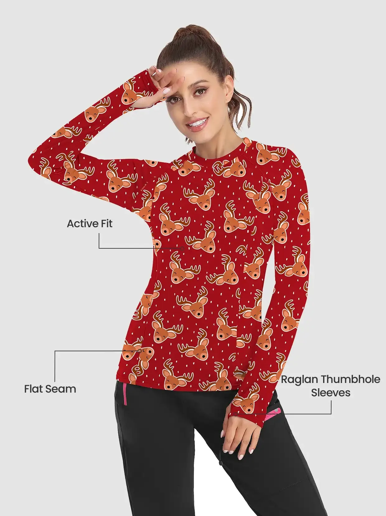 Christmas Yellow Elk Pattern Long-sleeve Tops