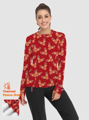 Christmas Yellow Elk Pattern Long-sleeve Tops