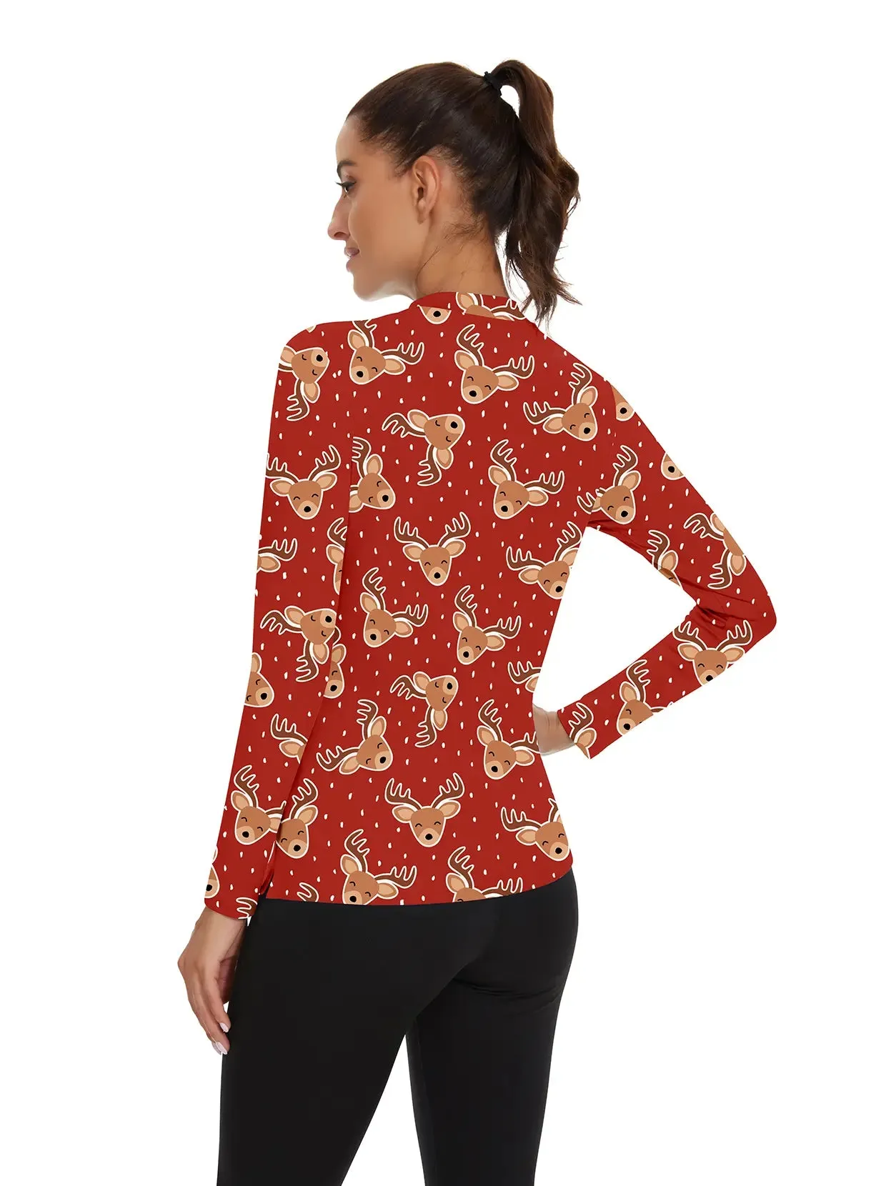 Christmas Yellow Elk Pattern Long-sleeve Tops