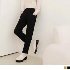 COTTON ELASTIC WAIST BIG POCKETS HAREM LONG PANTS