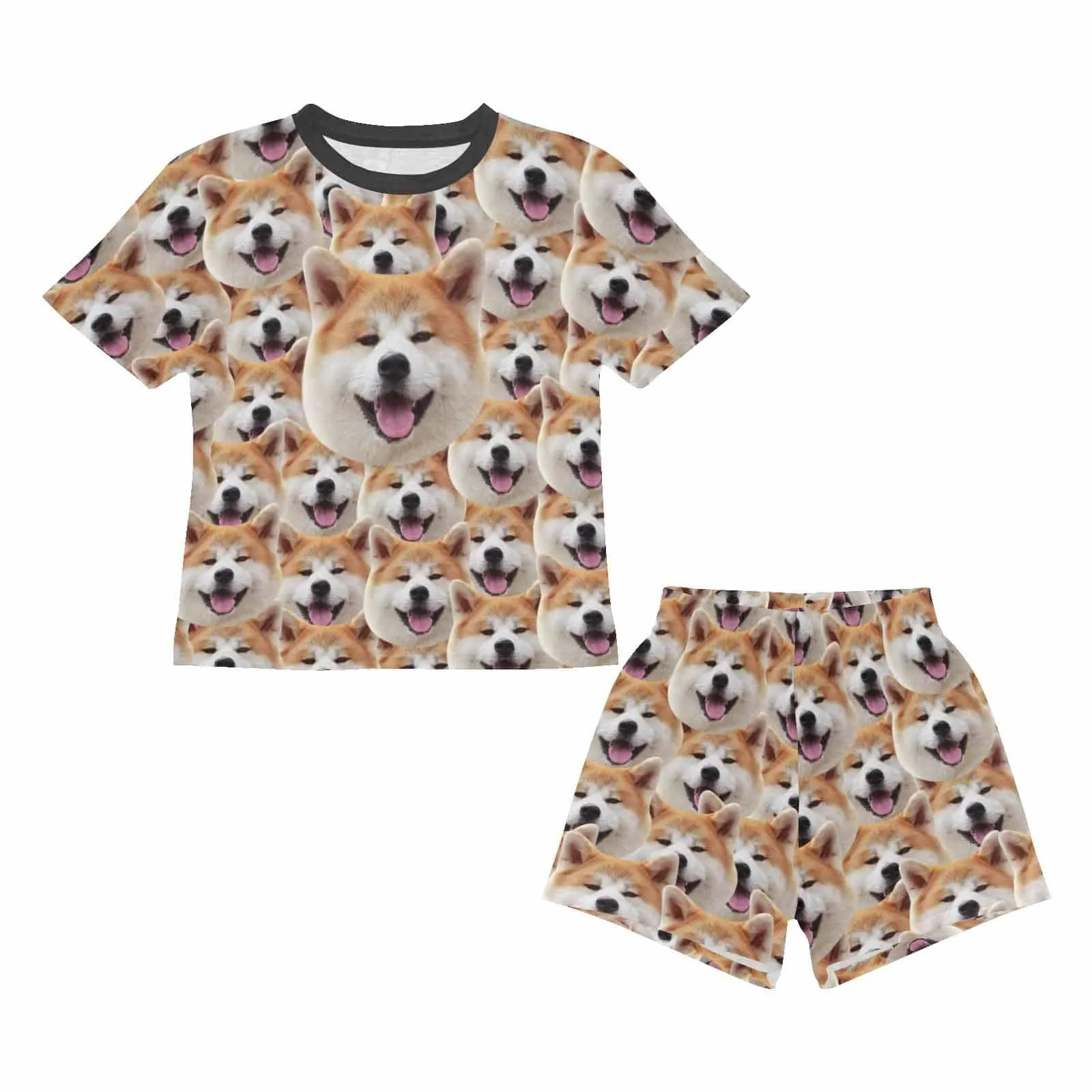 Custom Pet Face Kid's Short Pajama Set Personalized Cute Sleepwear for Boys and Girls 2-15Y