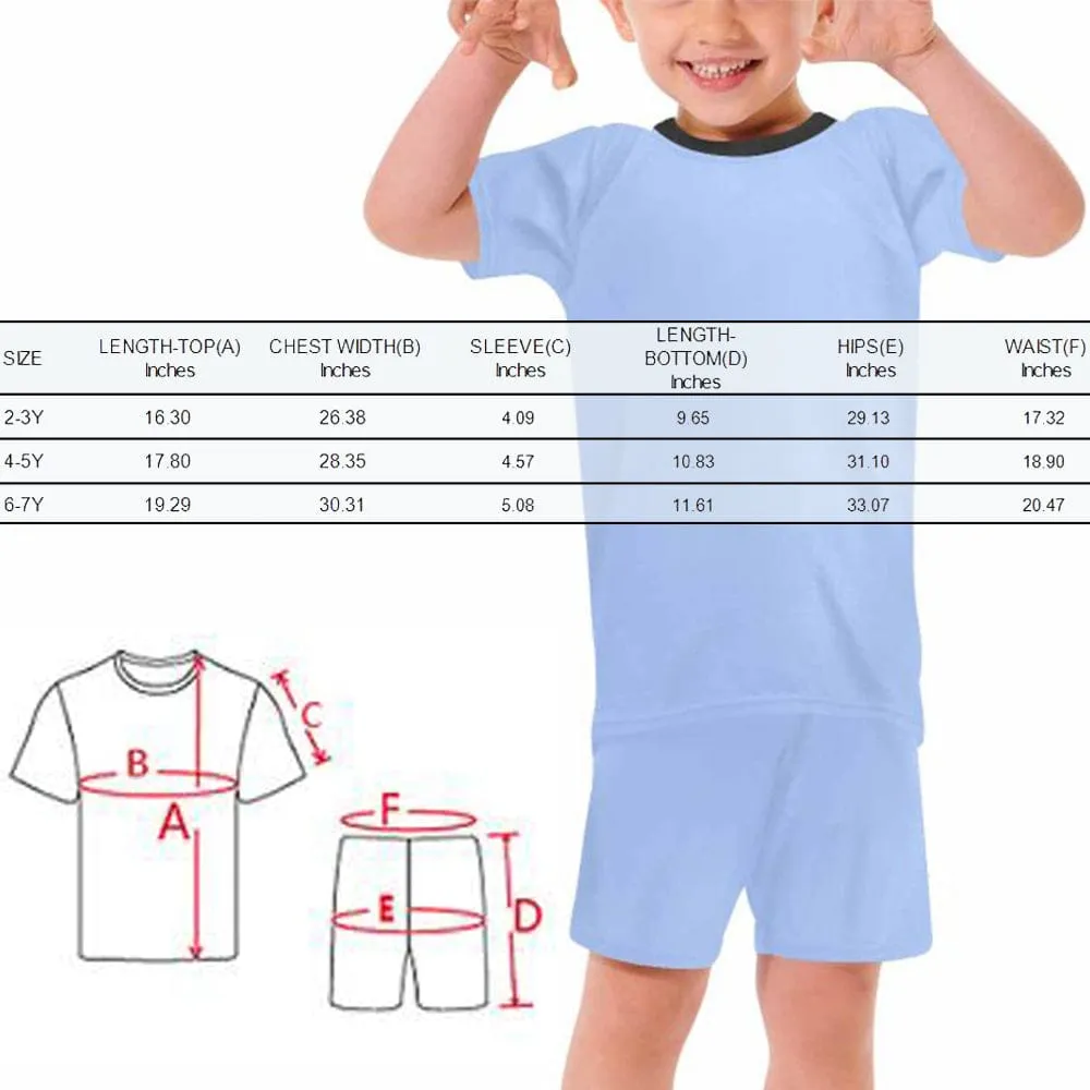 Custom Pet Face Kid's Short Pajama Set Personalized Cute Sleepwear for Boys and Girls 2-15Y