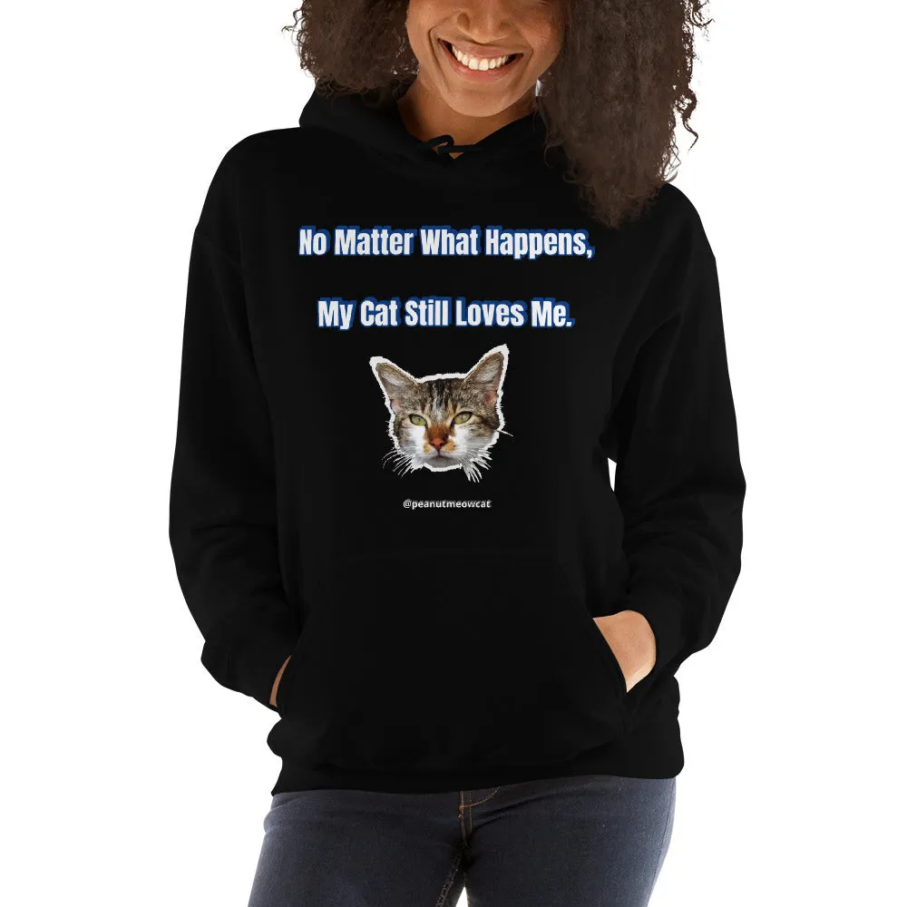 Cute Cat Print Unisex Hoodie, Cute Cat Lover's Cotton Sweatshirt-Printed in USA/EU(US Size: S-5XL)