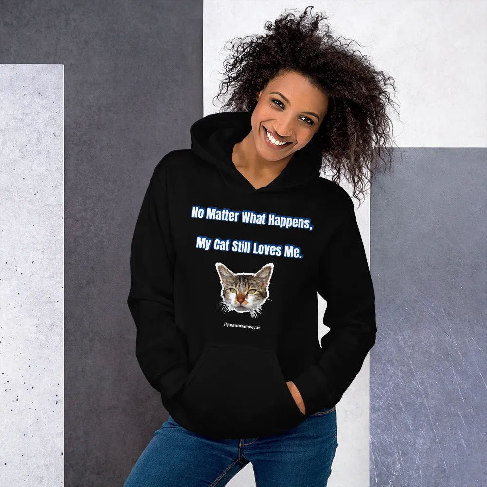 Cute Cat Print Unisex Hoodie, Cute Cat Lover's Cotton Sweatshirt-Printed in USA/EU(US Size: S-5XL)