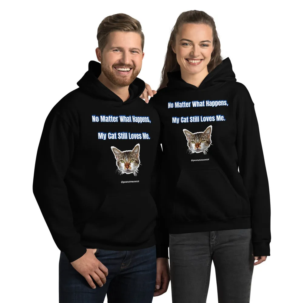 Cute Cat Print Unisex Hoodie, Cute Cat Lover's Cotton Sweatshirt-Printed in USA/EU(US Size: S-5XL)