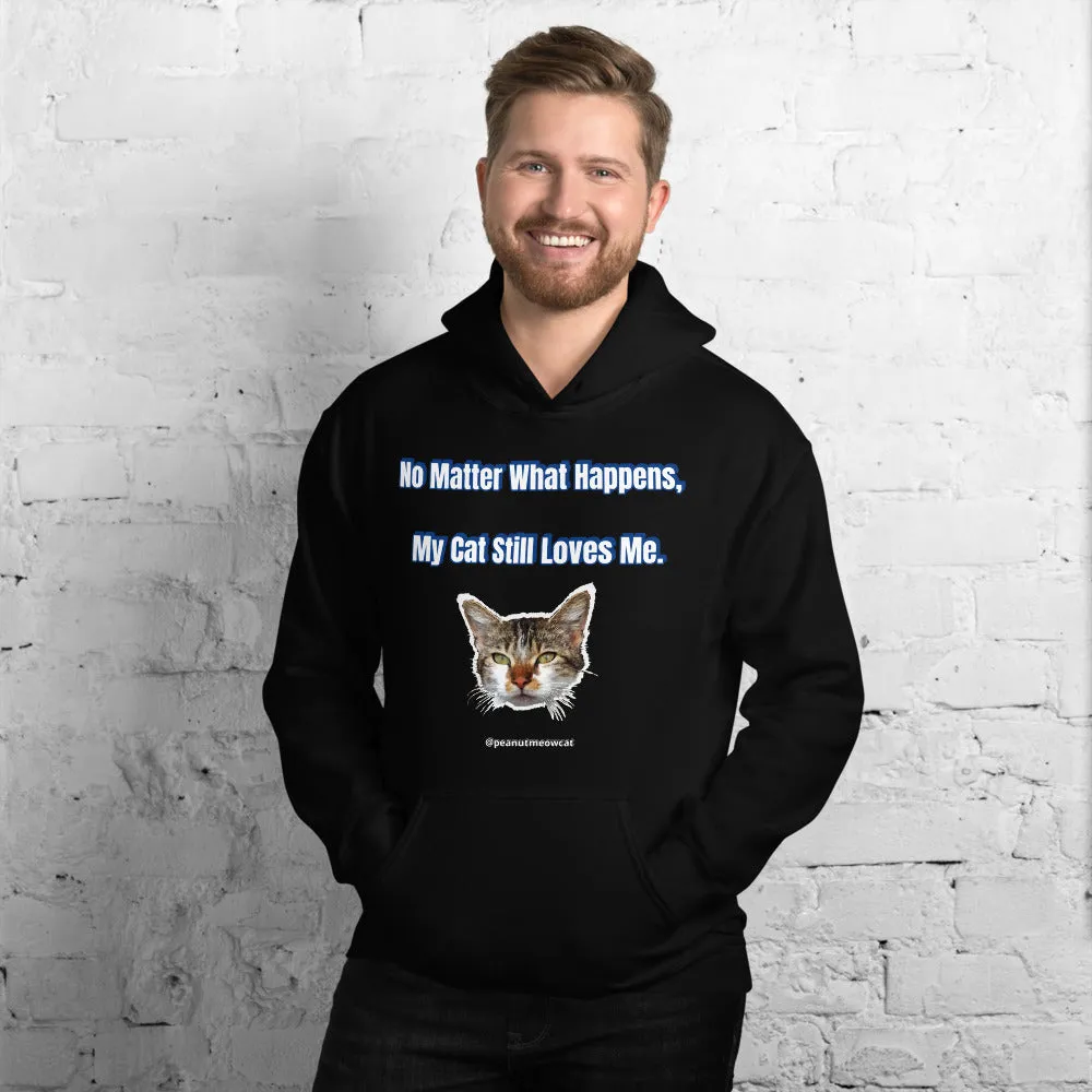 Cute Cat Print Unisex Hoodie, Cute Cat Lover's Cotton Sweatshirt-Printed in USA/EU(US Size: S-5XL)