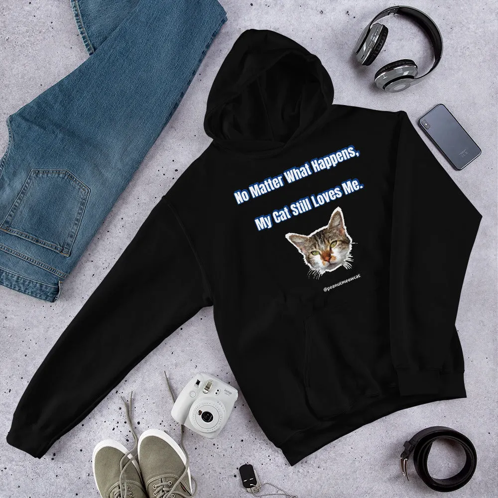 Cute Cat Print Unisex Hoodie, Cute Cat Lover's Cotton Sweatshirt-Printed in USA/EU(US Size: S-5XL)