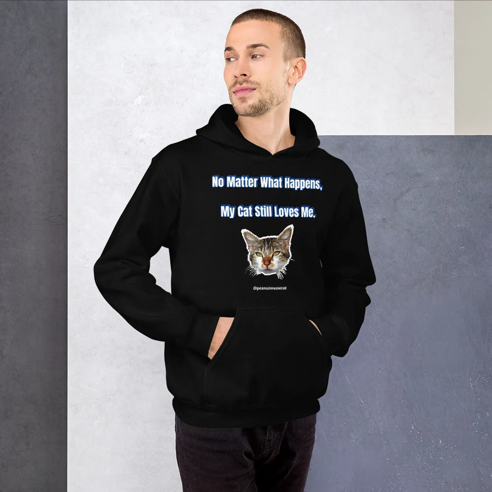 Cute Cat Print Unisex Hoodie, Cute Cat Lover's Cotton Sweatshirt-Printed in USA/EU(US Size: S-5XL)
