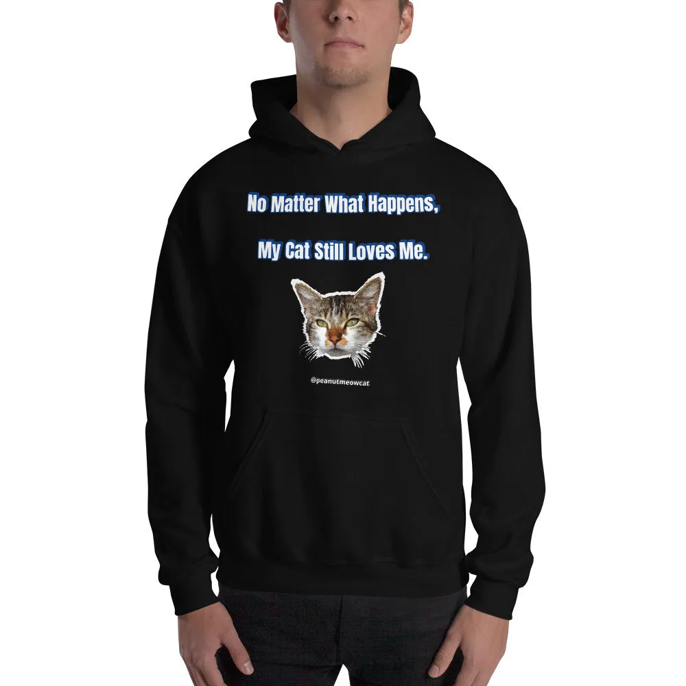 Cute Cat Print Unisex Hoodie, Cute Cat Lover's Cotton Sweatshirt-Printed in USA/EU(US Size: S-5XL)