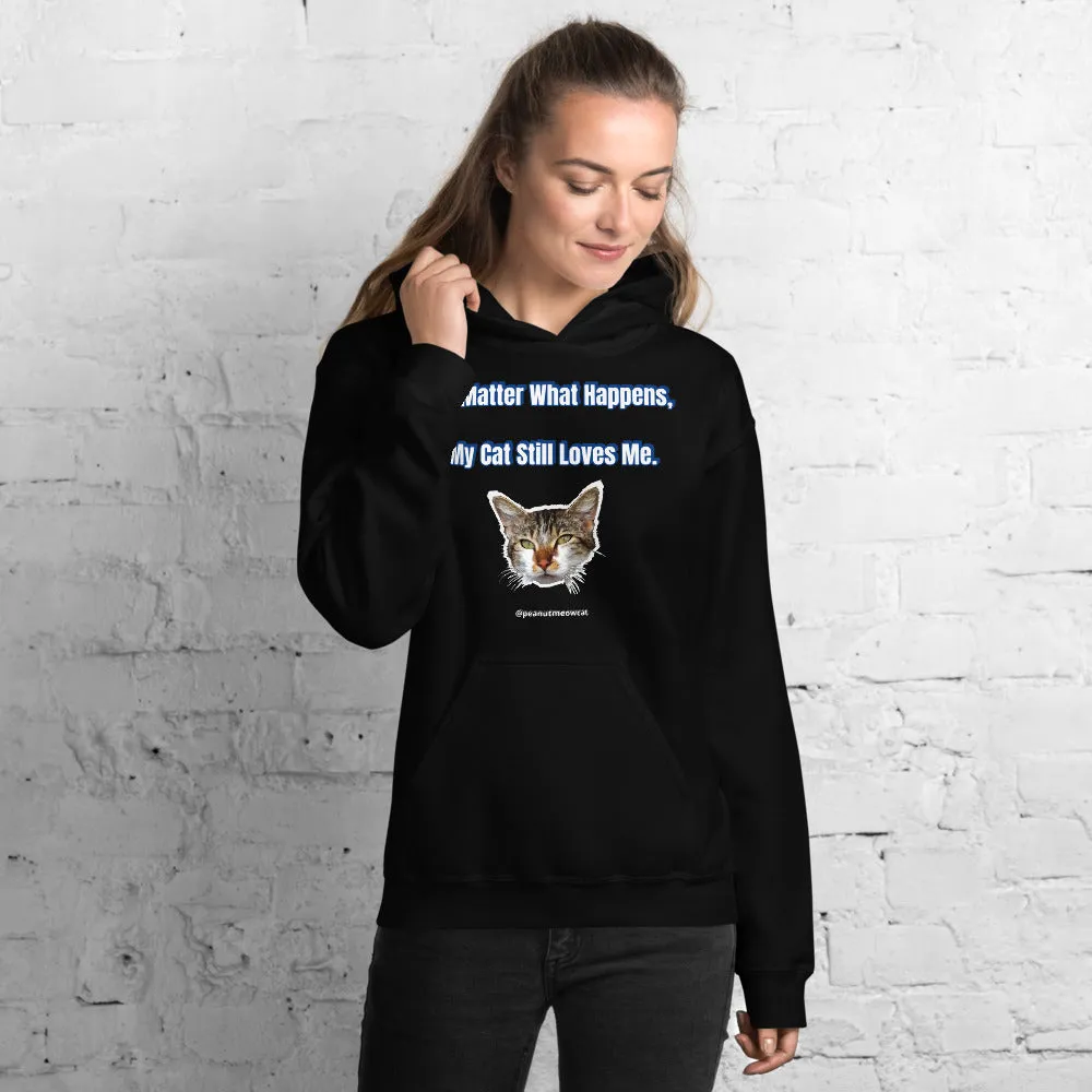 Cute Cat Print Unisex Hoodie, Cute Cat Lover's Cotton Sweatshirt-Printed in USA/EU(US Size: S-5XL)