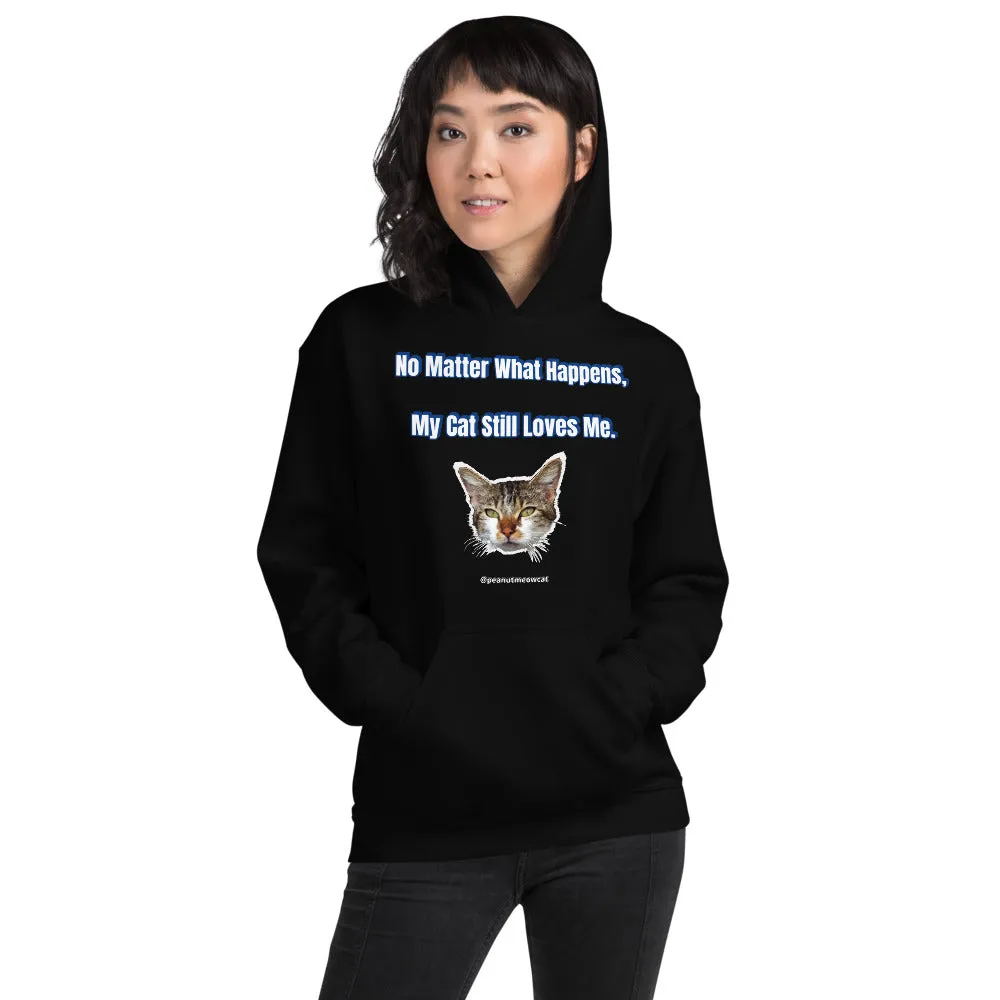 Cute Cat Print Unisex Hoodie, Cute Cat Lover's Cotton Sweatshirt-Printed in USA/EU(US Size: S-5XL)