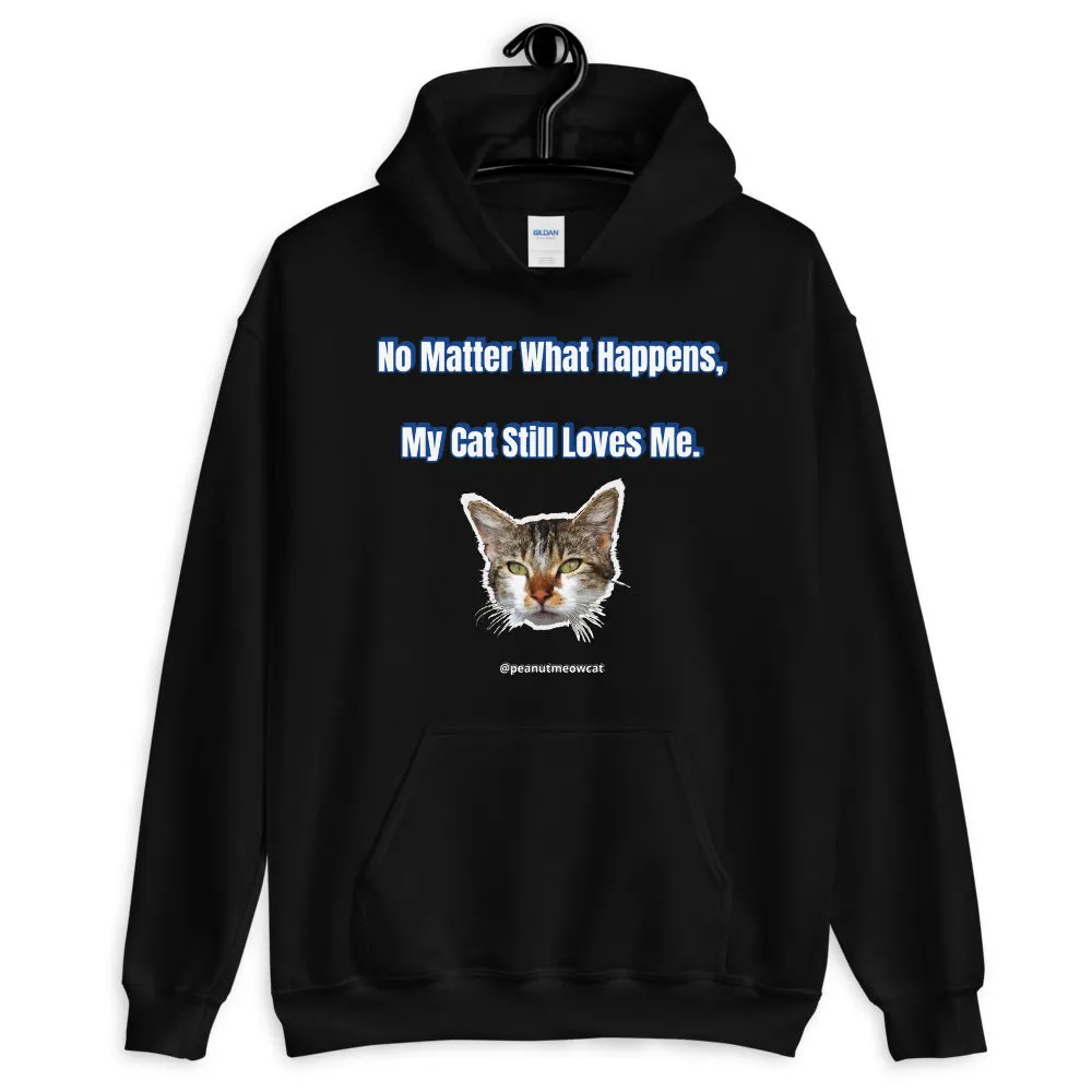 Cute Cat Print Unisex Hoodie, Cute Cat Lover's Cotton Sweatshirt-Printed in USA/EU(US Size: S-5XL)