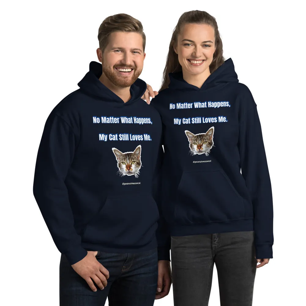 Cute Cat Print Unisex Hoodie, Cute Cat Lover's Cotton Sweatshirt-Printed in USA/EU(US Size: S-5XL)
