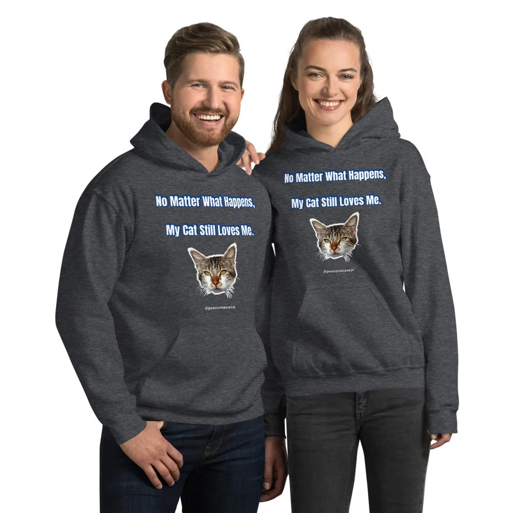 Cute Cat Print Unisex Hoodie, Cute Cat Lover's Cotton Sweatshirt-Printed in USA/EU(US Size: S-5XL)