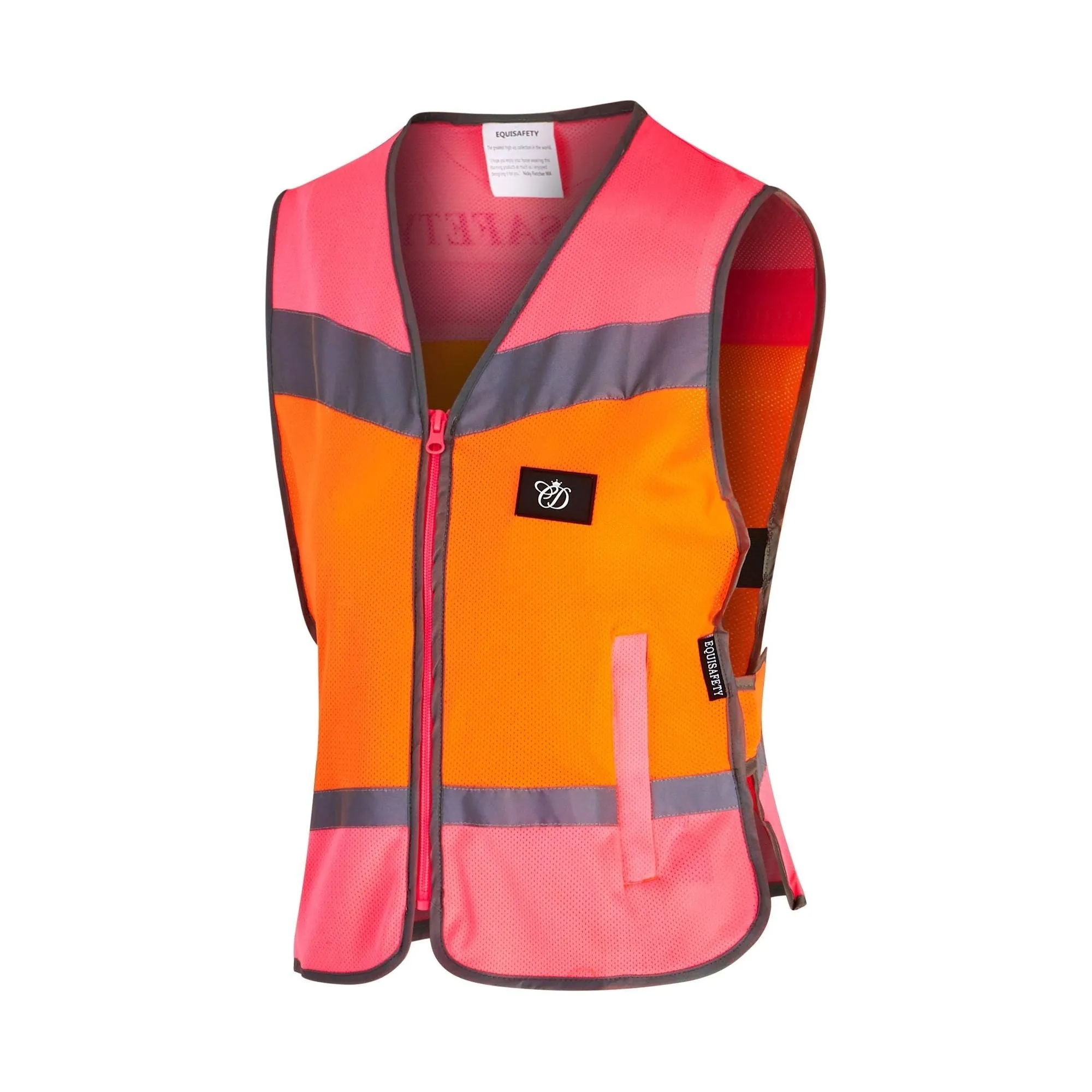 Equisafety Reflective Multi Colour Hi Vis Child Waistcoat - pink/orange