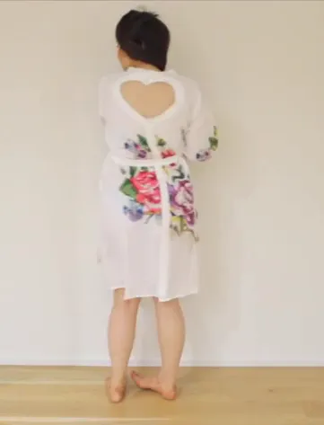 Heart Cutout Robe Back Buttoned Maternity Hospital Gown