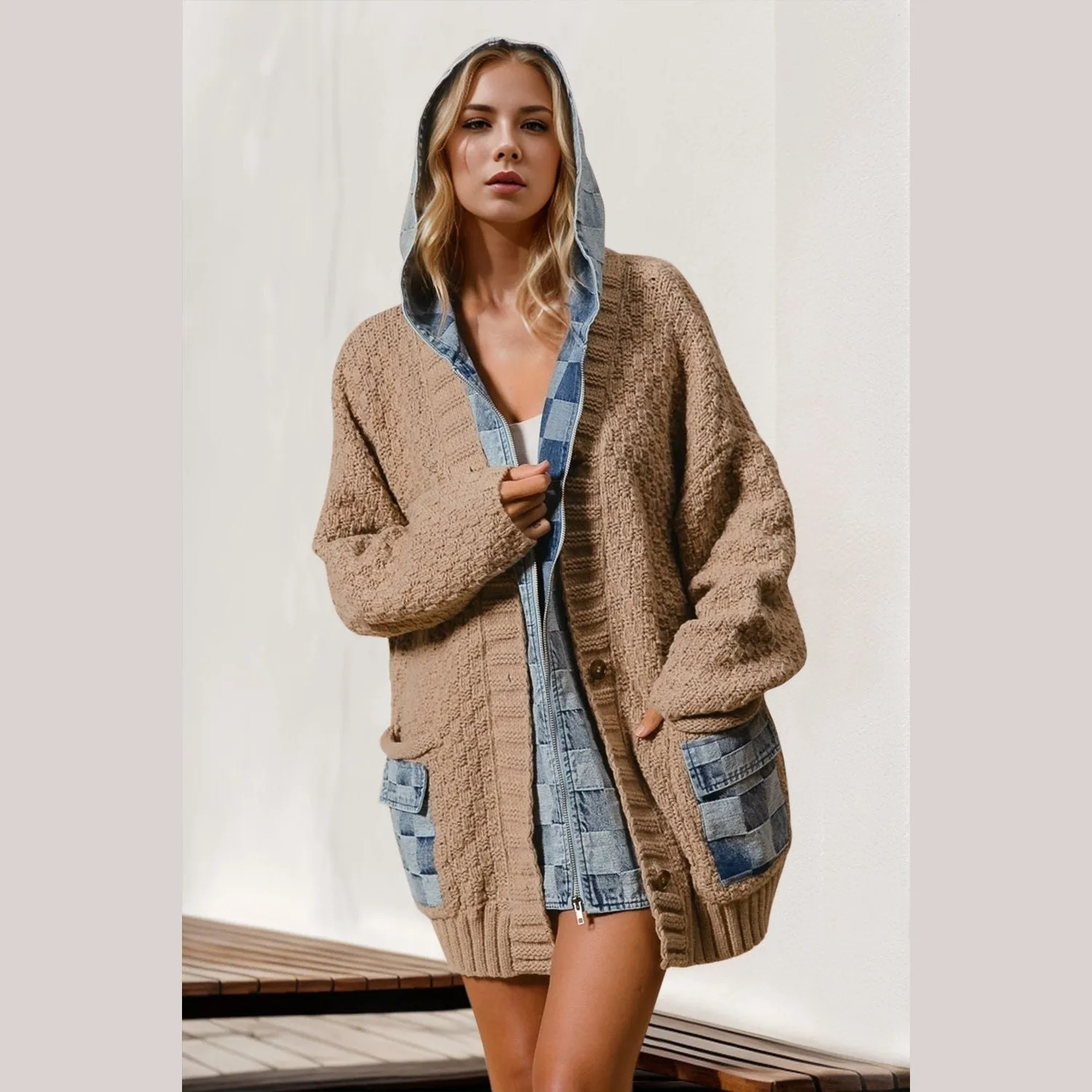 Jentry Denim Spliced Cardigan
