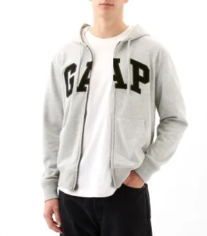 Logo Zip Hoodie Gray