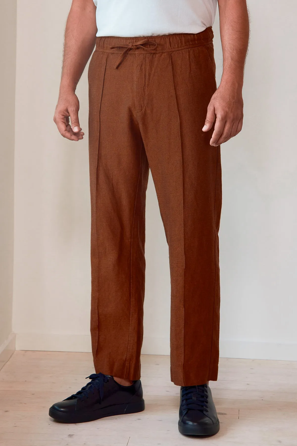 MAX trousers winter linen cognac