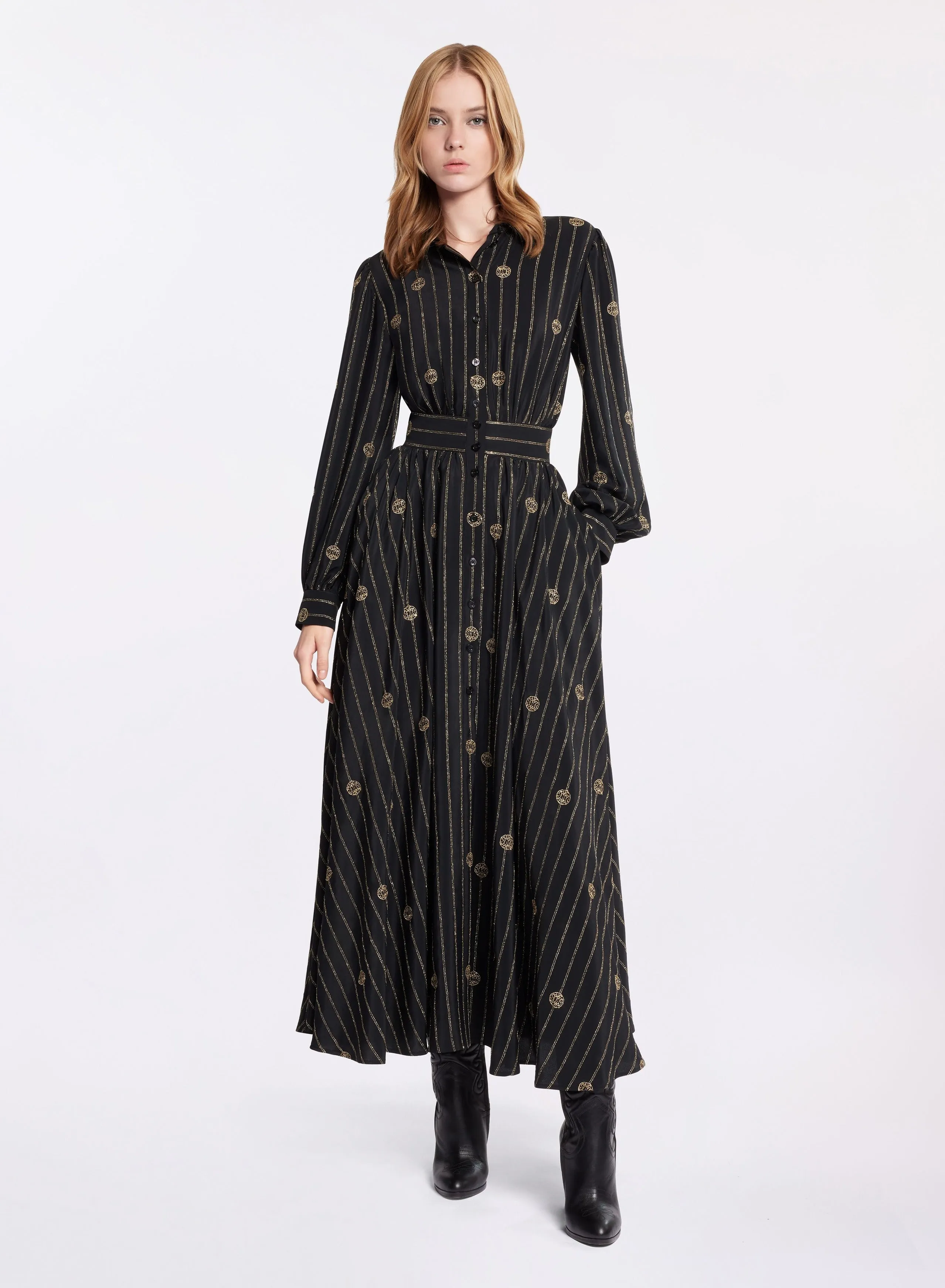 Metallic Pinstripe Dress
