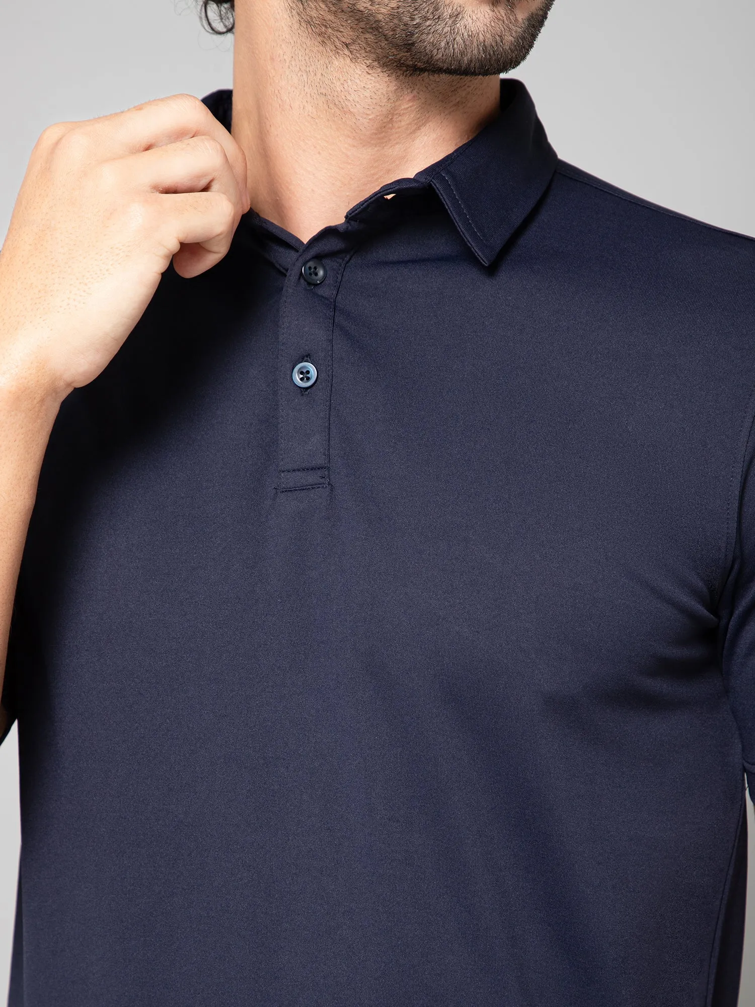 MINIMAL BUZZ SOFT TOUCH POLO T-SHIRT-NAVY