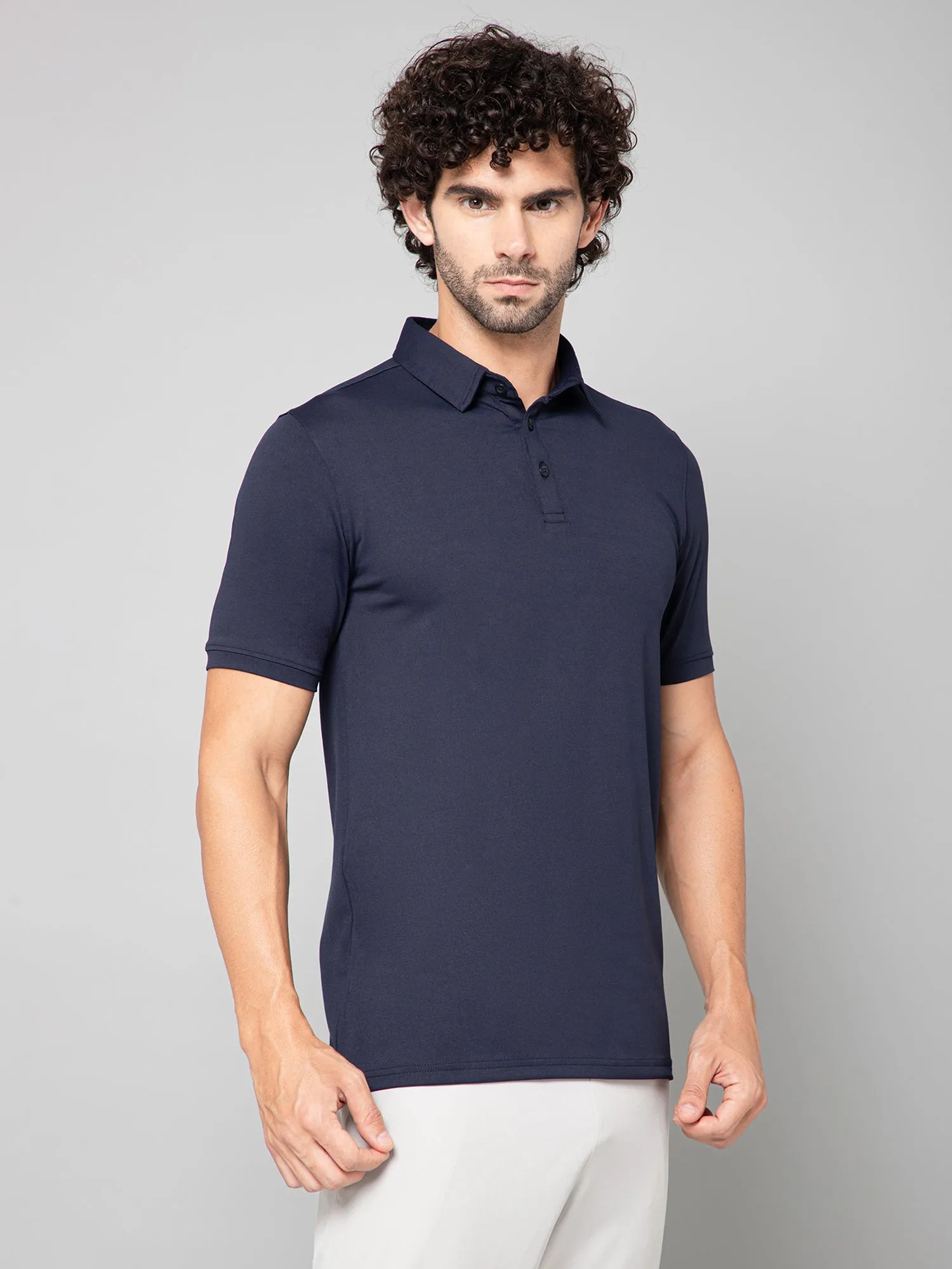 MINIMAL BUZZ SOFT TOUCH POLO T-SHIRT-NAVY