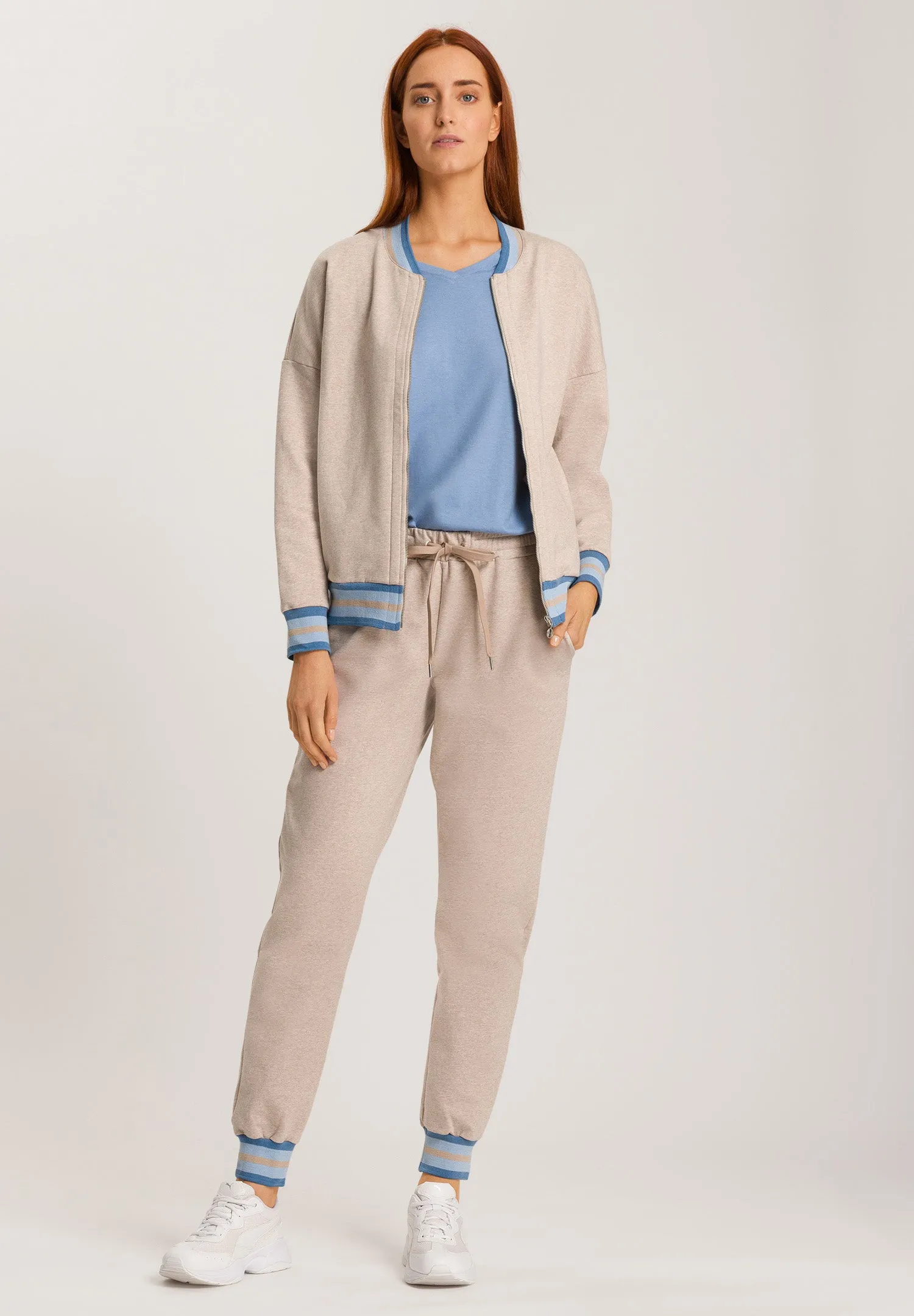 Natural Living Cotton Drawstring Lounge Pants | Camel Melange 78851-2895