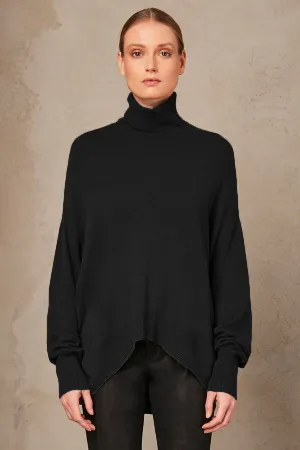 Oversize Turtle Neck Sweater - Black