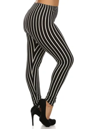 Pinstripe Design Leggings Plus Size
