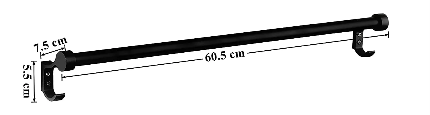 Plantex Aluminium Towel Holder Rod/Hanger/Stand/Rack with Side Hooks for Bathroom & Kitchen – Bathroom/Kitchen Accessories (24 Inch-Black)