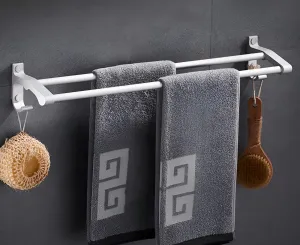 Plantex Space Aluminum Towel Holder/Rod/Hanger/Stand with Side Hooks for Bathroom & Kitchen - Bathroom/Kitchen Accessories (24 Inch-Silver)