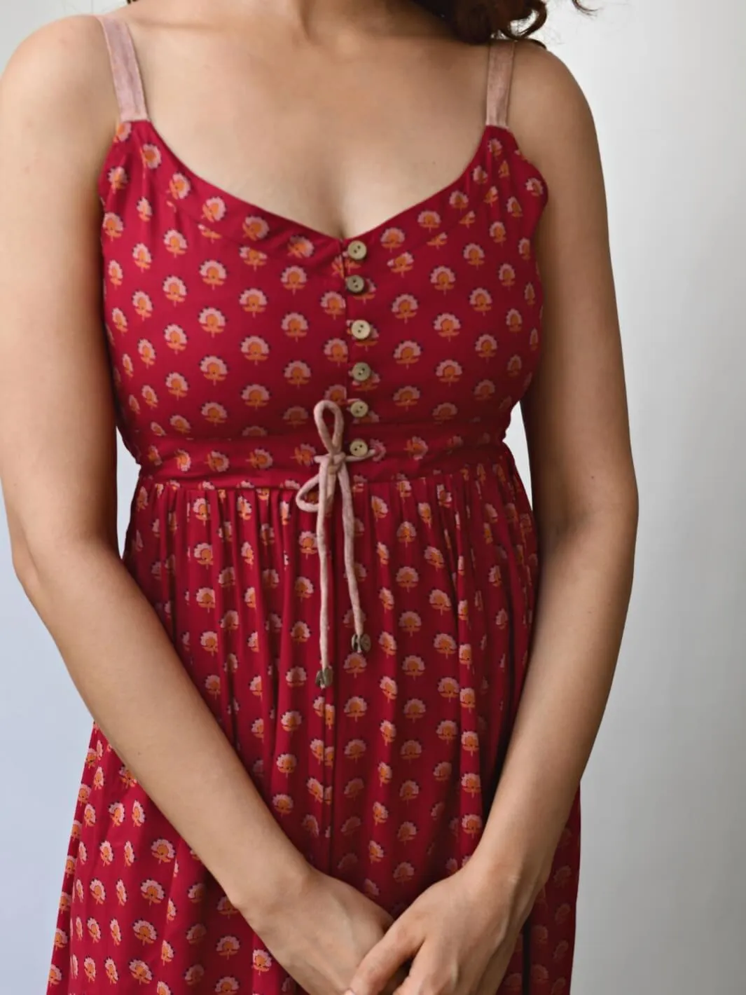Red Cotton Slip Dress