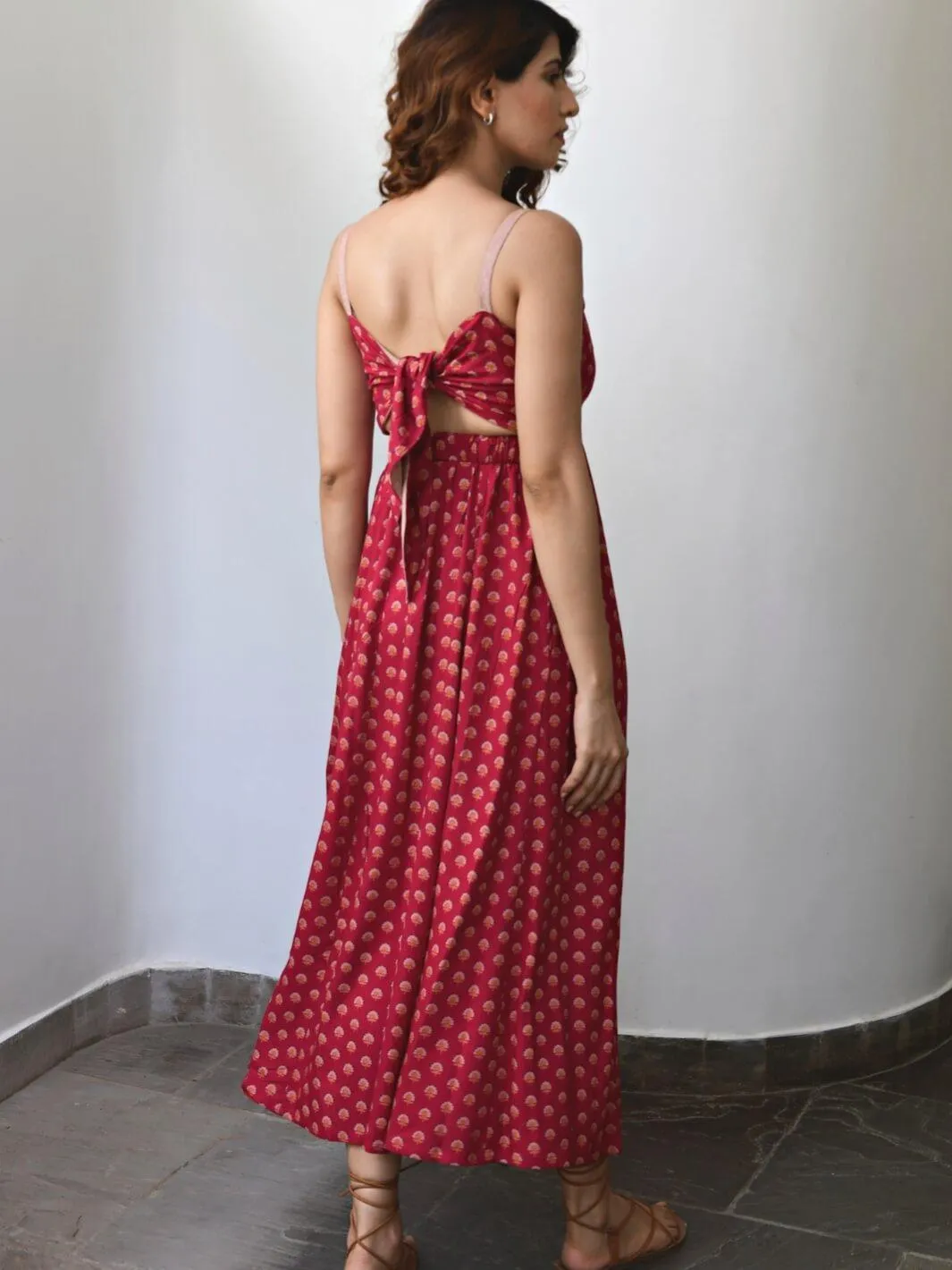 Red Cotton Slip Dress