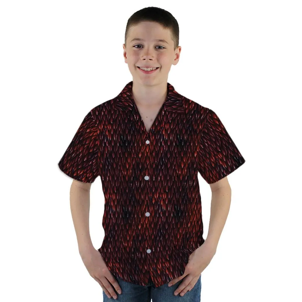 Red Dragon Scales Dnd Youth Hawaiian Shirt