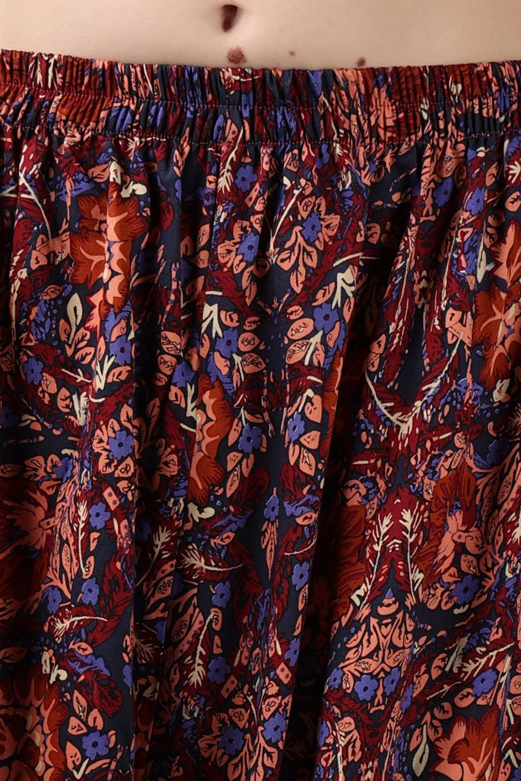 Red Floral Printed Harem Pants