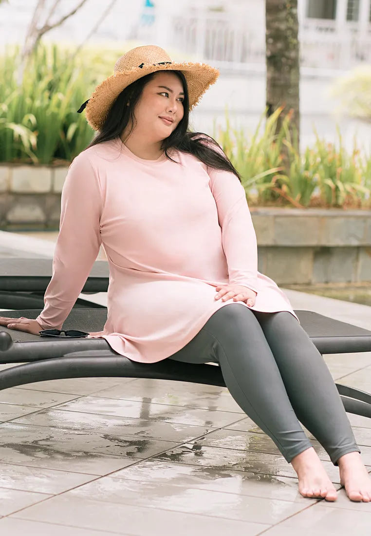 Sabine Skirted Modest Swimwear Set - Pink Grey