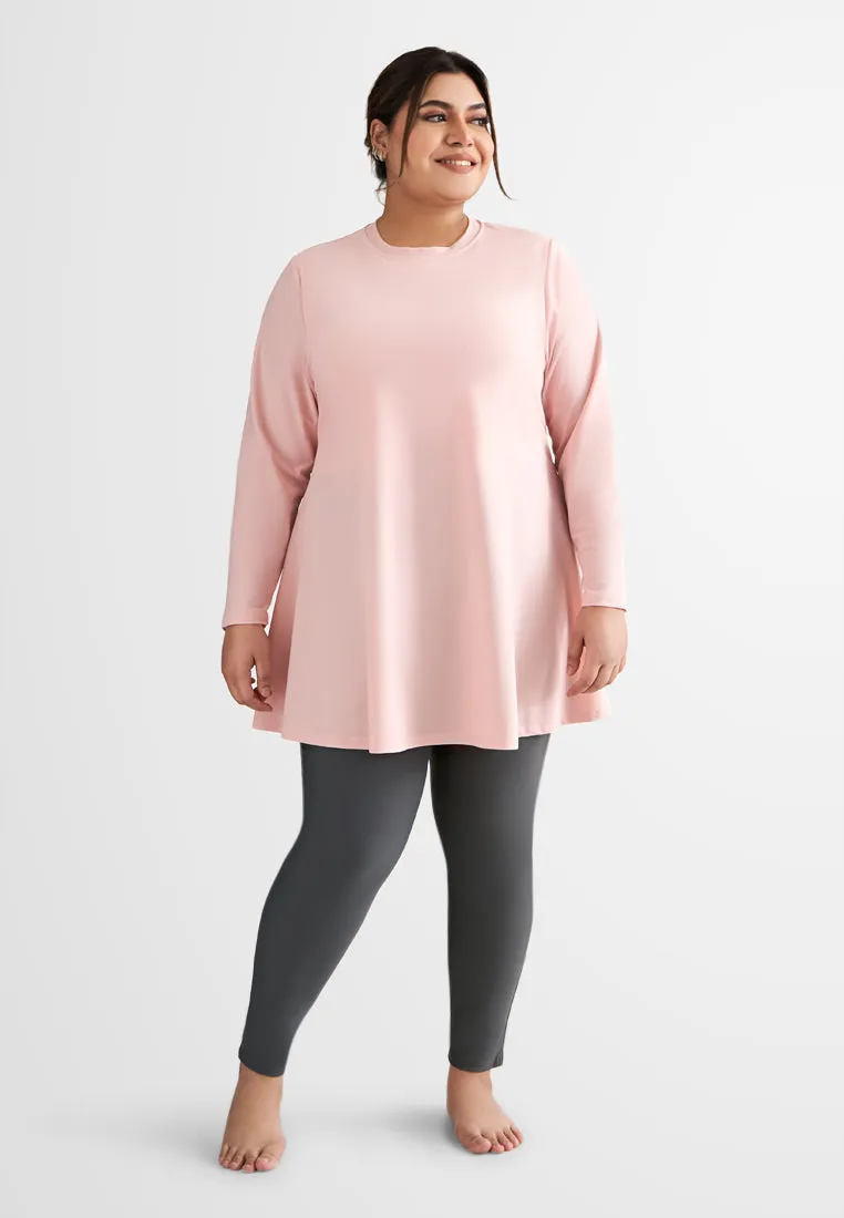 Sabine Skirted Modest Swimwear Set - Pink Grey