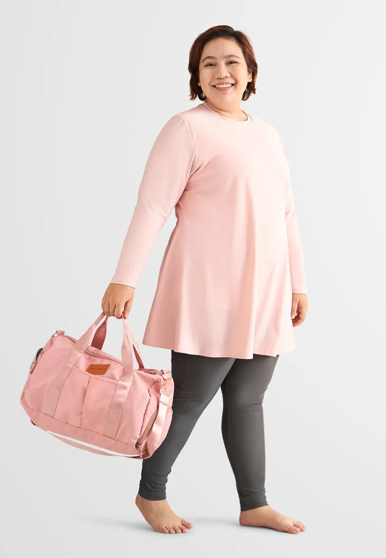 Sabine Skirted Modest Swimwear Set - Pink Grey