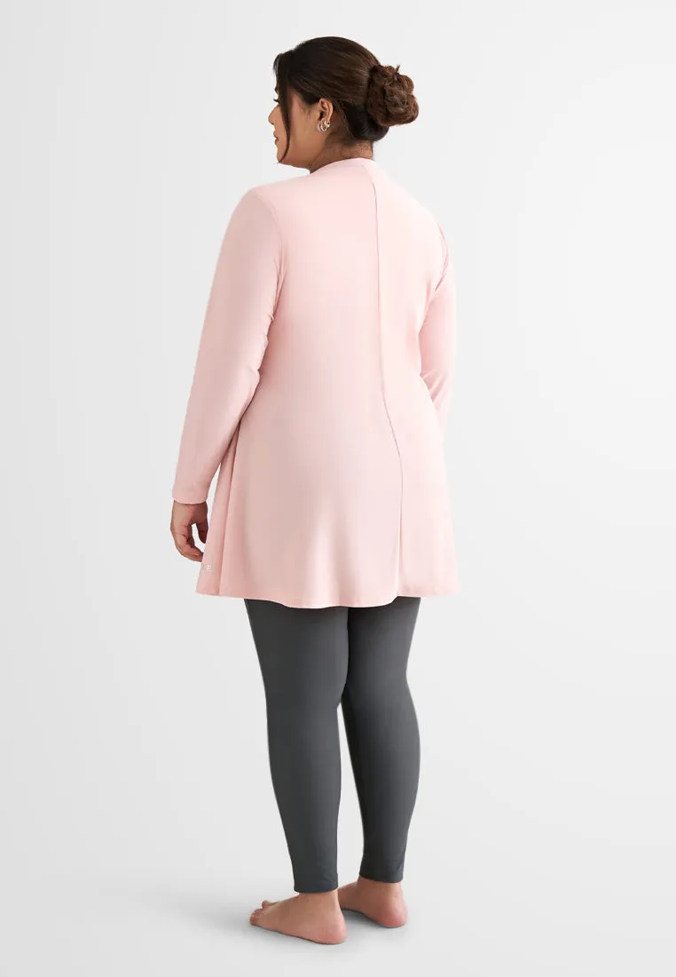 Sabine Skirted Modest Swimwear Set - Pink Grey