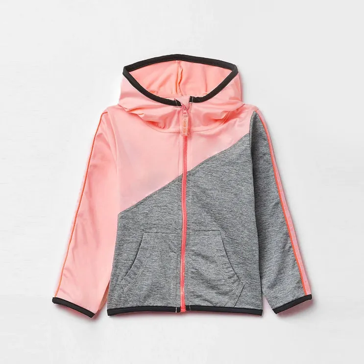 SF - Girls 'Pink & Grey' Exclusive Technical Sports Zip-up Hoodie SF225