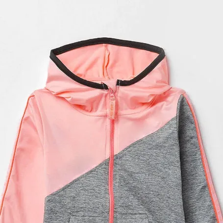 SF - Girls 'Pink & Grey' Exclusive Technical Sports Zip-up Hoodie SF225
