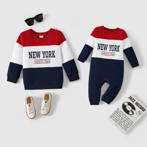Sibling Matching School Long Sleeve Letter Print Tops