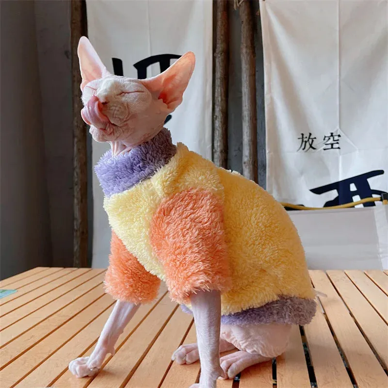 Soft Winter Sweater & Plush Loungewear for Cats | Warm Long-Sleeved Coat & Hat Suit for Sphynx and Devon Rex Kittens