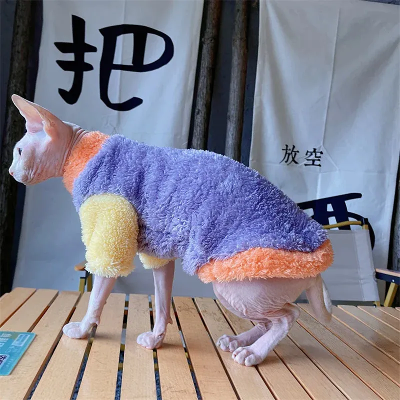 Soft Winter Sweater & Plush Loungewear for Cats | Warm Long-Sleeved Coat & Hat Suit for Sphynx and Devon Rex Kittens
